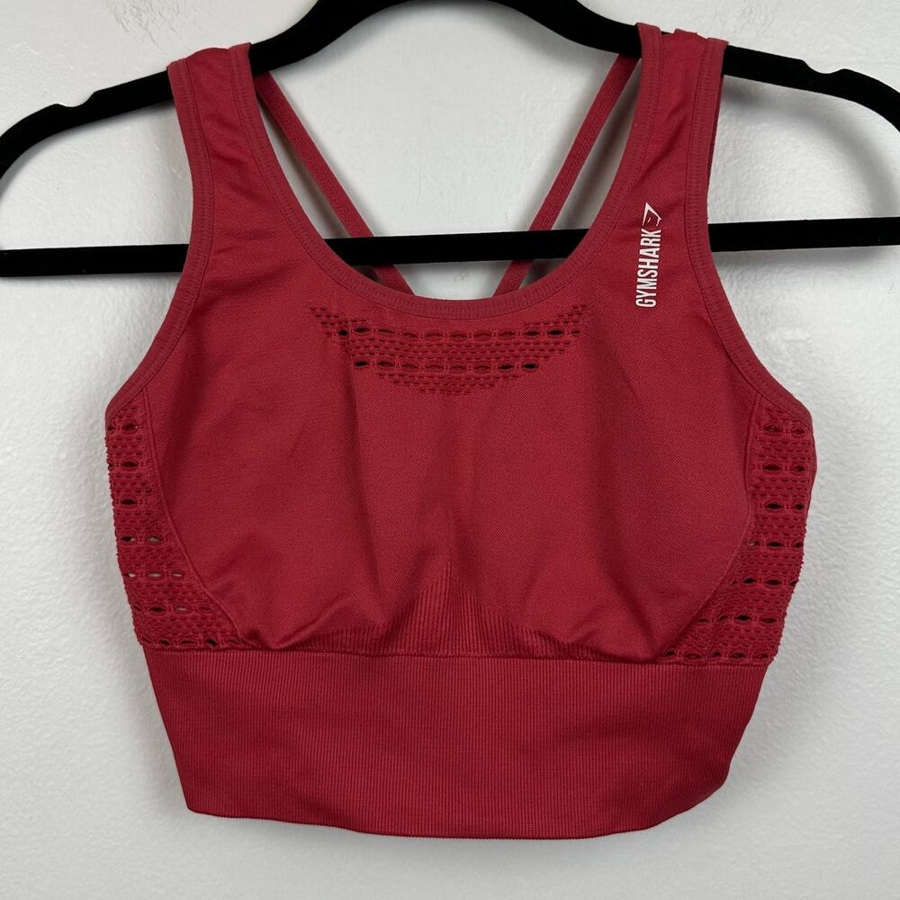 Gymshark Womens Mesh Strappy Seamless Activewear Cutout Detail Red Sport Bra